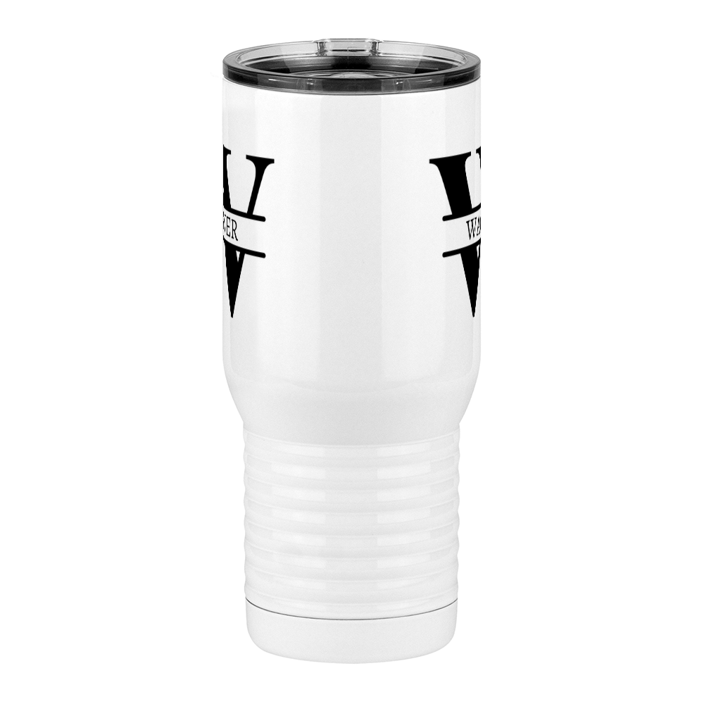 Personalized Name & Initial Travel Coffee Mug Tumbler with Handle (20 oz) - Front View