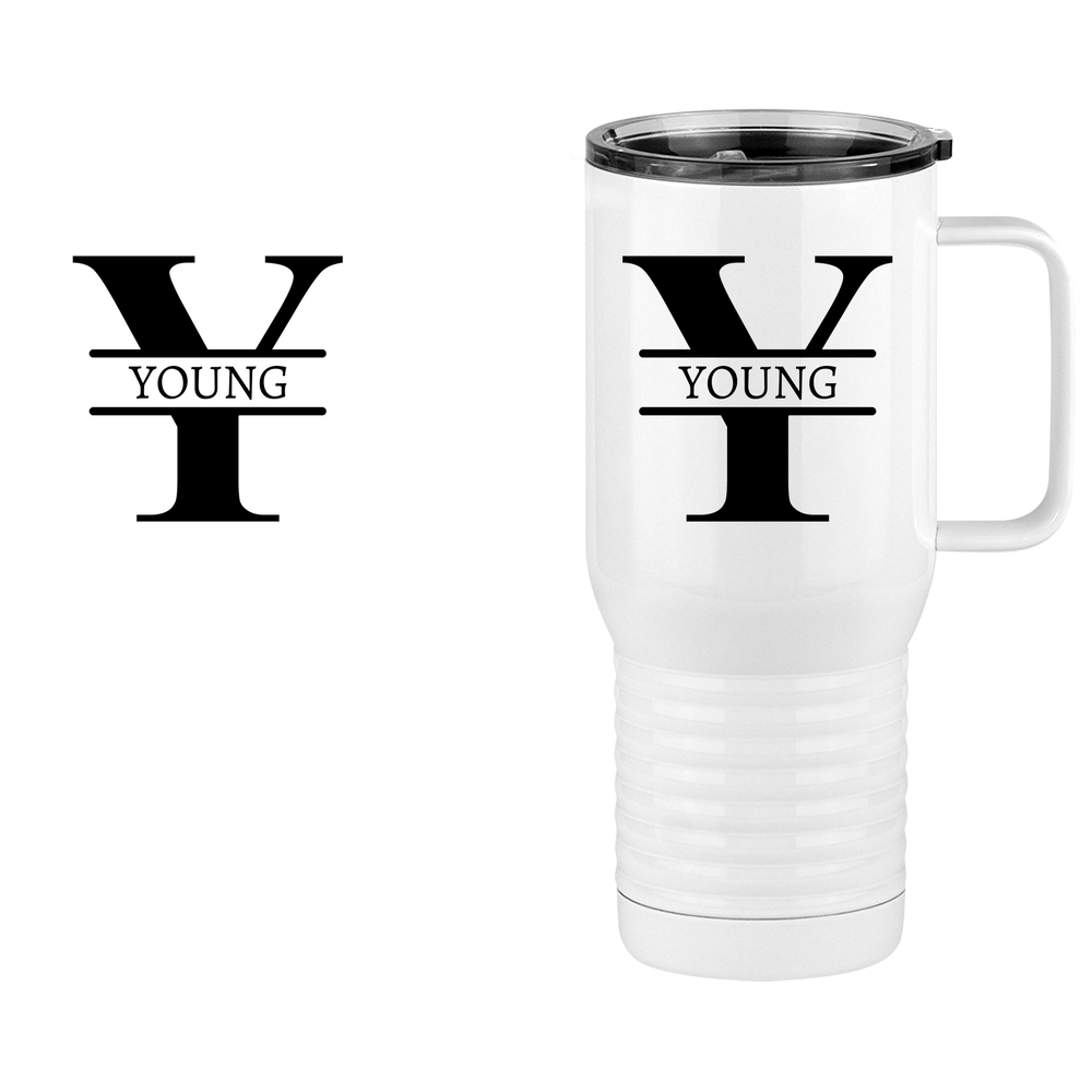 Personalized Name & Initial Travel Coffee Mug Tumbler with Handle (20 oz) - Design View