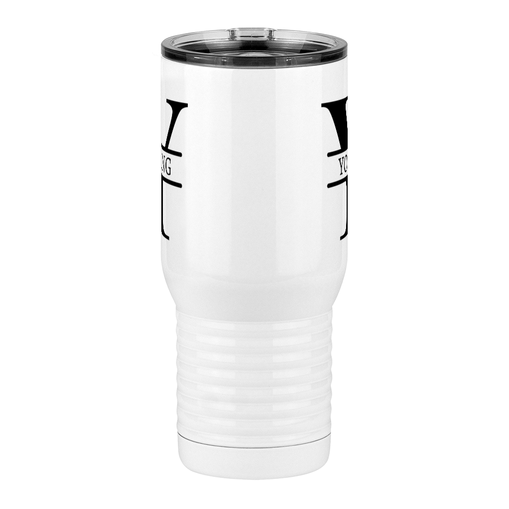 Personalized Name & Initial Travel Coffee Mug Tumbler with Handle (20 oz) - Front View