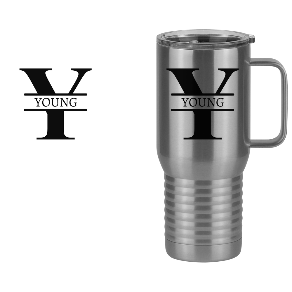 Personalized Name & Initial Travel Coffee Mug Tumbler with Handle (20 oz) - Design View