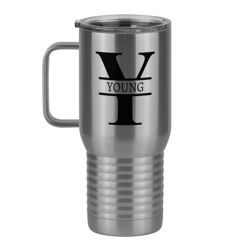 Personalized Name & Initial Travel Coffee Mug Tumbler with Handle (20 oz) - Left View