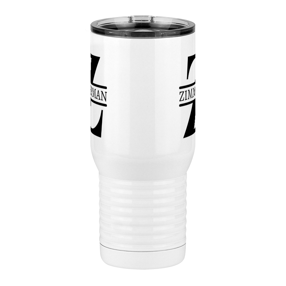 Personalized Name & Initial Travel Coffee Mug Tumbler with Handle (20 oz) - Front View