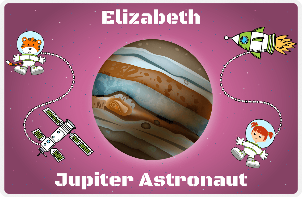 Personalized Planets Placemat XVIII - Jupiter Astronaut - Redhead Girl -  View