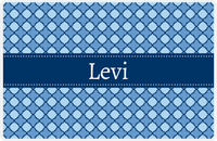 Thumbnail for Personalized Quatrefoil Placemat - Glacier and Light Blue - Navy Ribbon Frame -  View