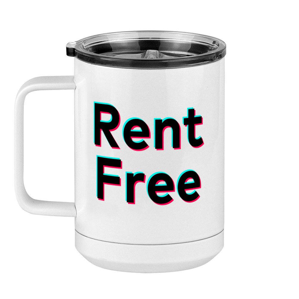 Rent Free Coffee Mug Tumbler with Handle (15 oz) - TikTok Trends - Left View