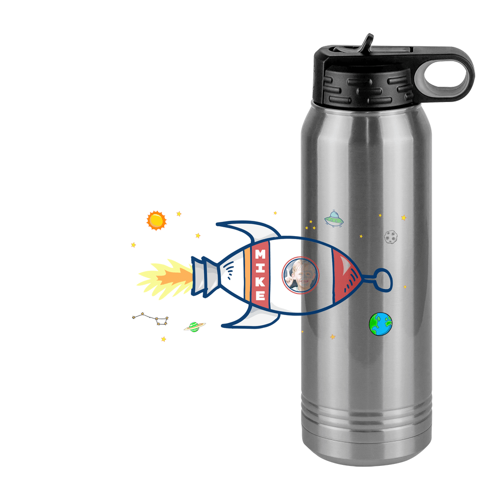 Personalized Rocket Ship Water Bottle (30 oz) - Upload Your Own Image - Design View