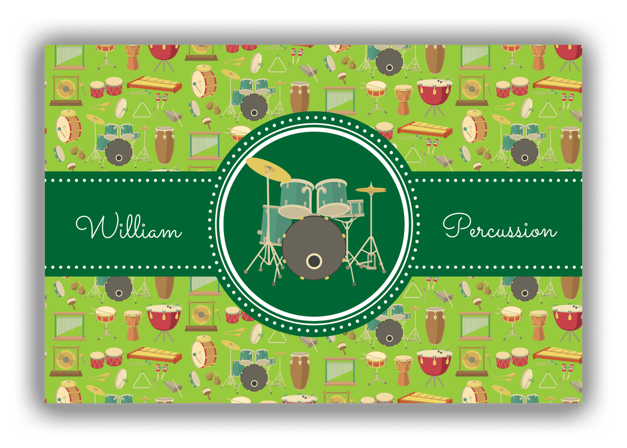 Personalized School Band Canvas Wrap & Photo Print XVI - Green Background - Percussion I - Front View