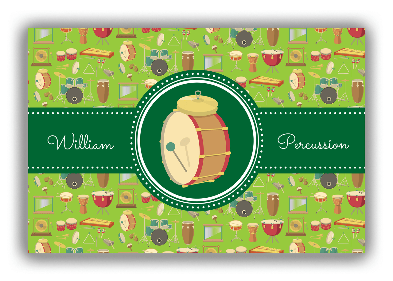 Personalized School Band Canvas Wrap & Photo Print XVI - Green Background - Percussion II - Front View