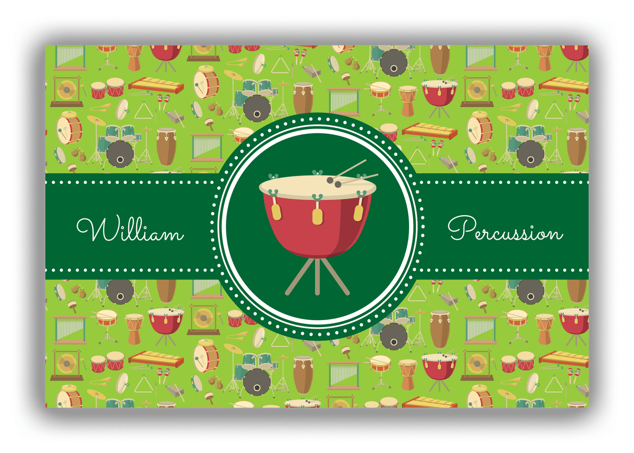 Personalized School Band Canvas Wrap & Photo Print XVI - Green Background - Percussion III - Front View