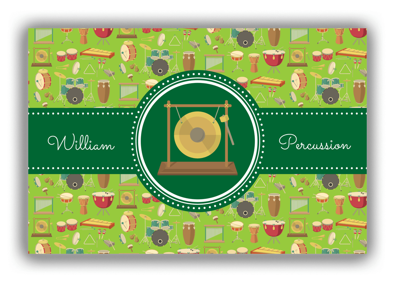 Personalized School Band Canvas Wrap & Photo Print XVI - Green Background - Percussion IV - Front View