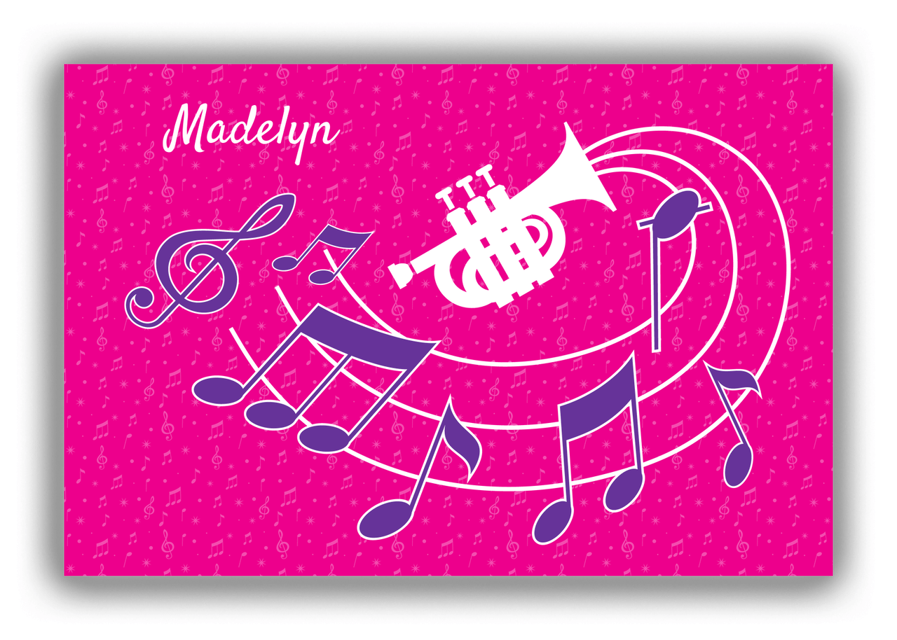 Personalized School Band Canvas Wrap & Photo Print XXXI - Pink Background - Piccolo Trumpet - Front View