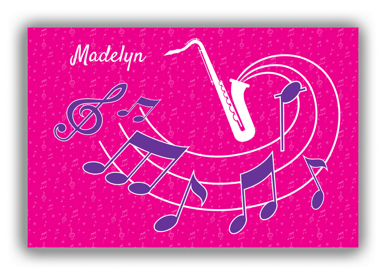 Personalized School Band Canvas Wrap & Photo Print XXXI - Pink Background - Saxophone - Front View