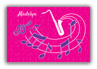 Thumbnail for Personalized School Band Canvas Wrap & Photo Print XXXI - Pink Background - Saxophone - Front View