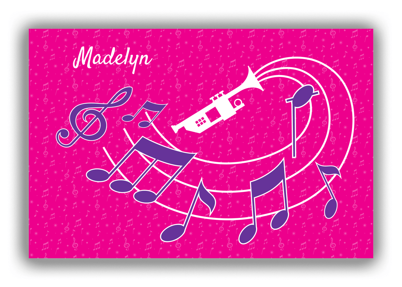 Personalized School Band Canvas Wrap & Photo Print XXXI - Pink Background - Trumpet - Front View