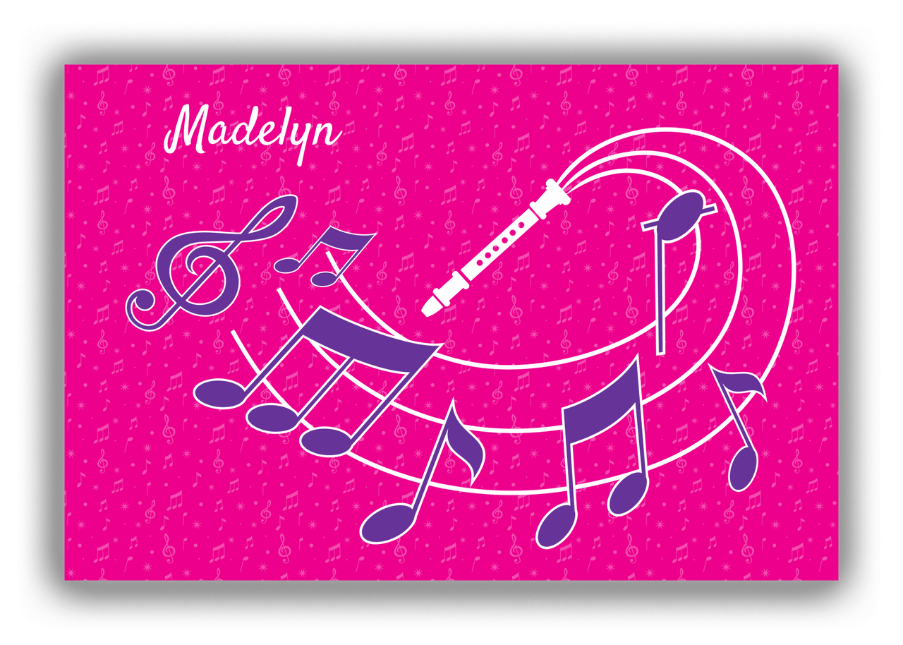 Personalized School Band Canvas Wrap & Photo Print XXXI - Pink Background - Recorder - Front View