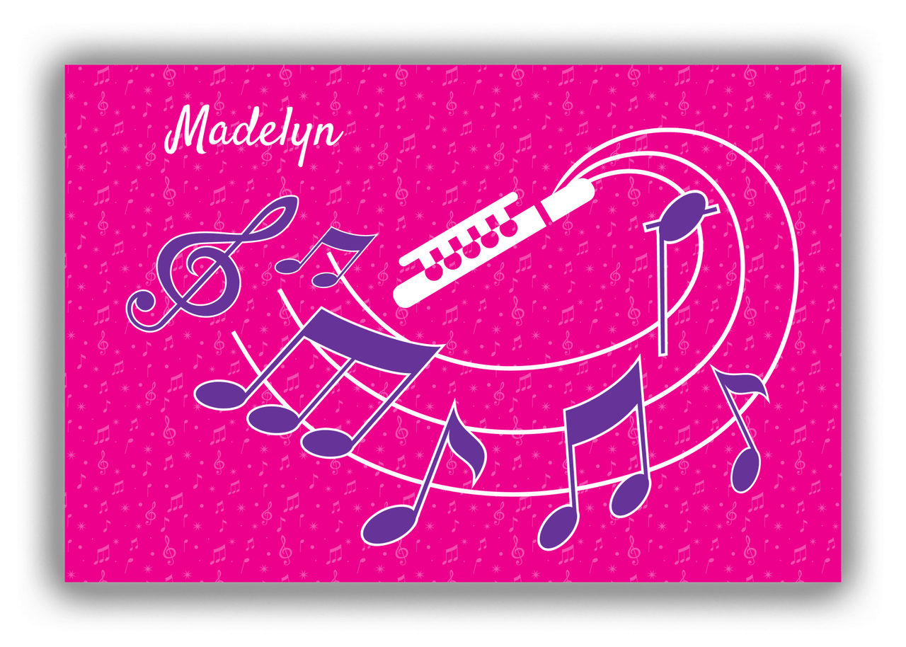 Personalized School Band Canvas Wrap & Photo Print XXXI - Pink Background - Flute - Front View