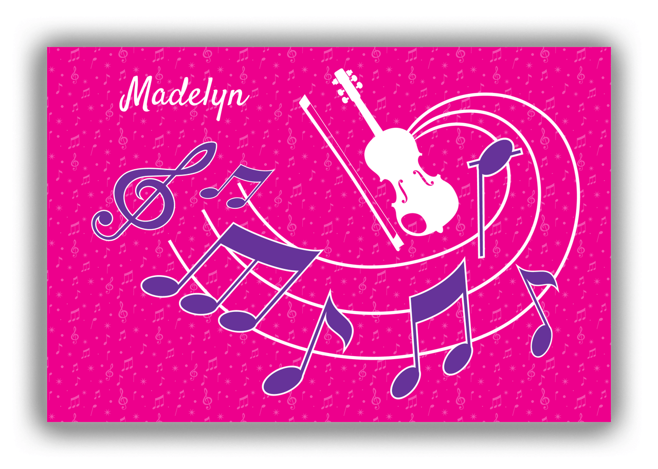 Personalized School Band Canvas Wrap & Photo Print XXXI - Pink Background - Violin - Front View