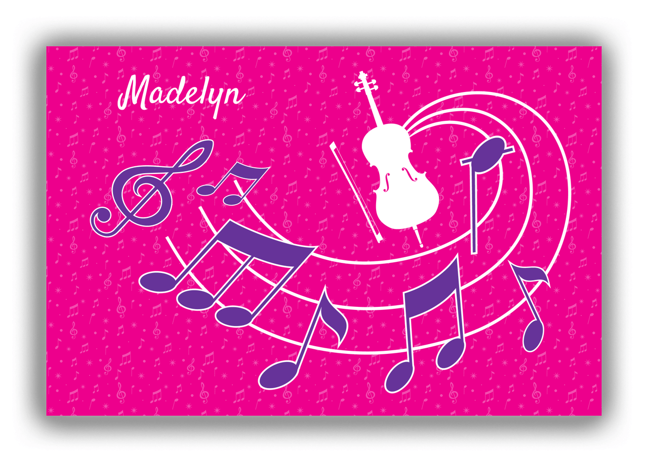 Personalized School Band Canvas Wrap & Photo Print XXXI - Pink Background - Cello - Front View