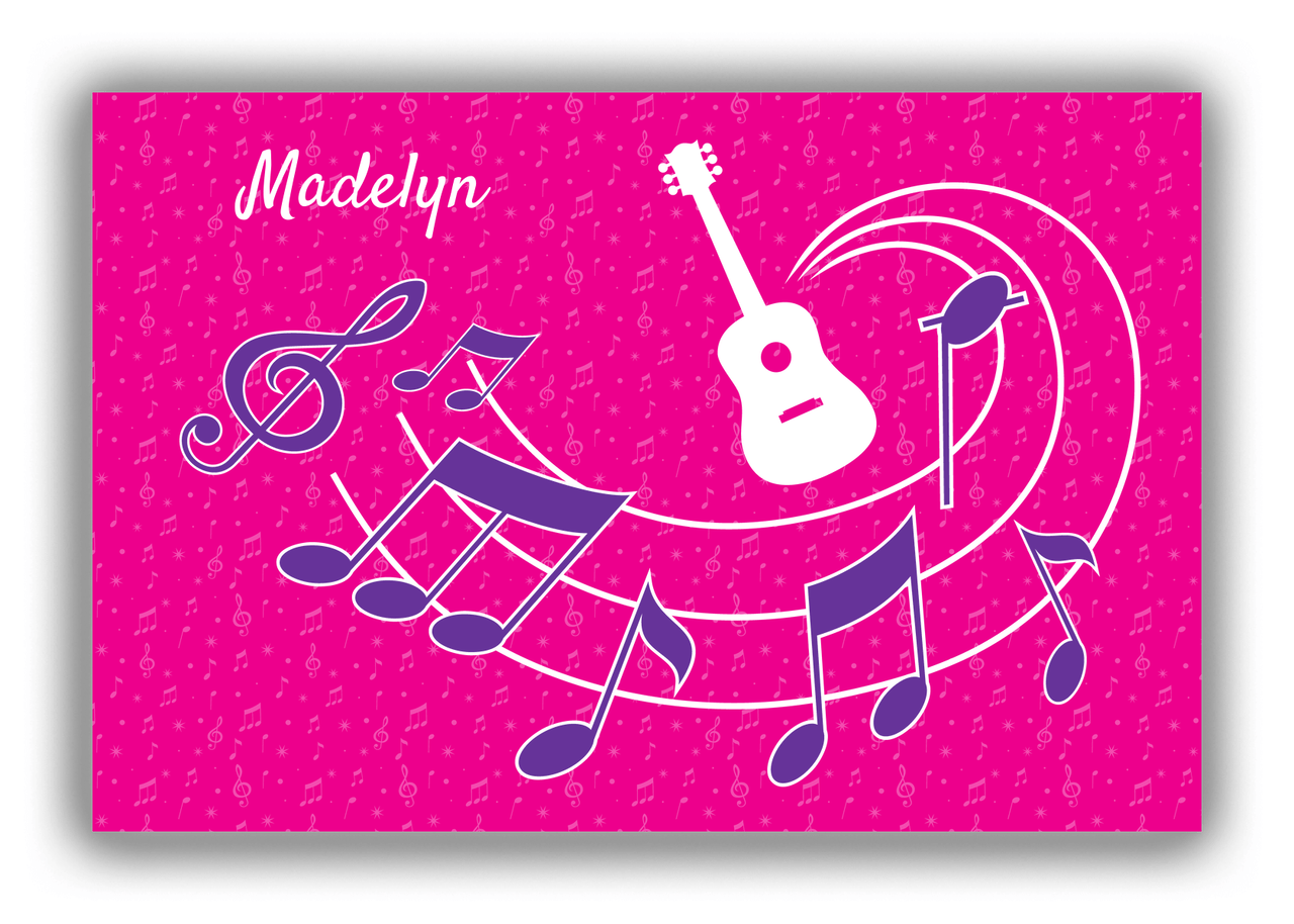 Personalized School Band Canvas Wrap & Photo Print XXXI - Pink Background - Acoustic Guitar - Front View