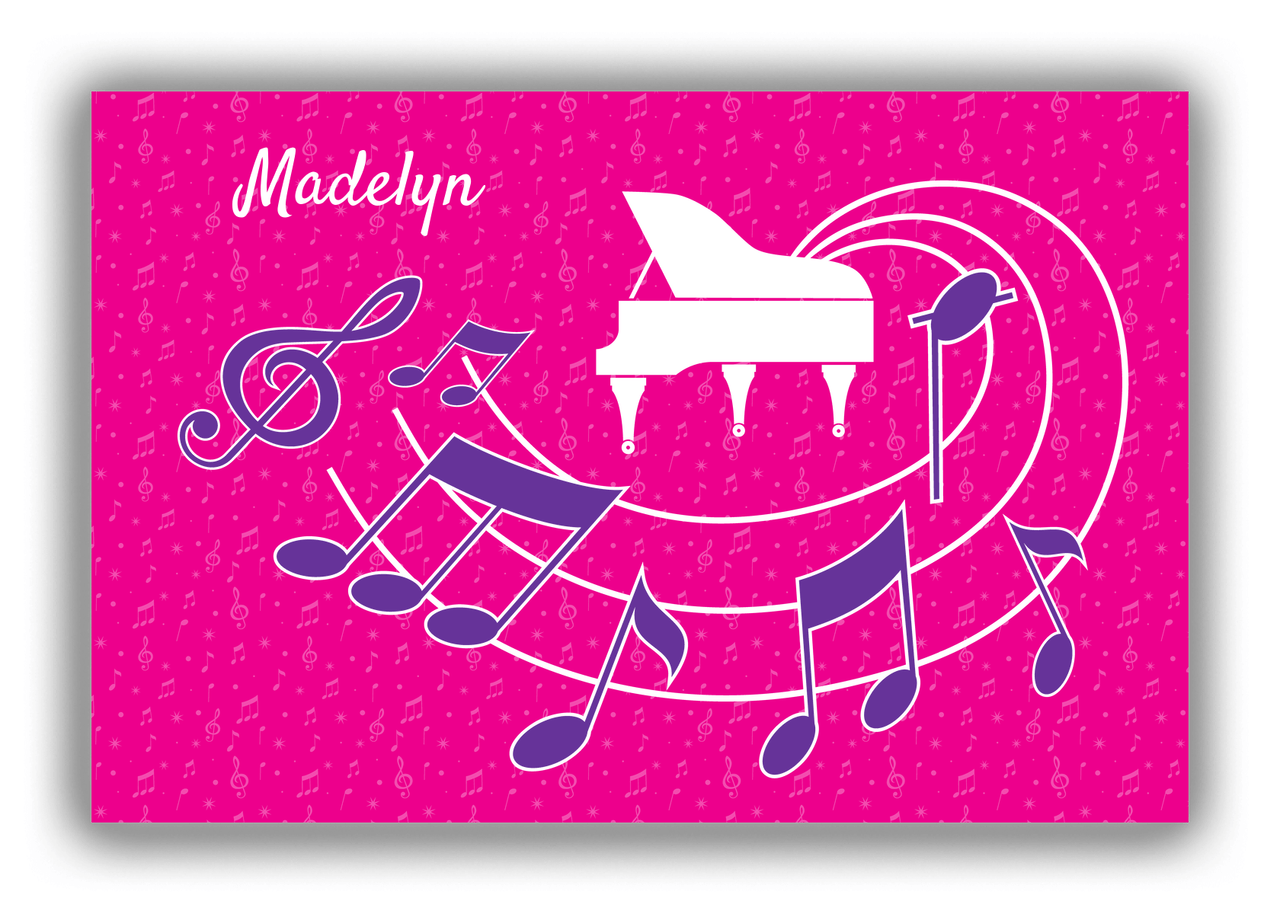 Personalized School Band Canvas Wrap & Photo Print XXXI - Pink Background - Piano - Front View