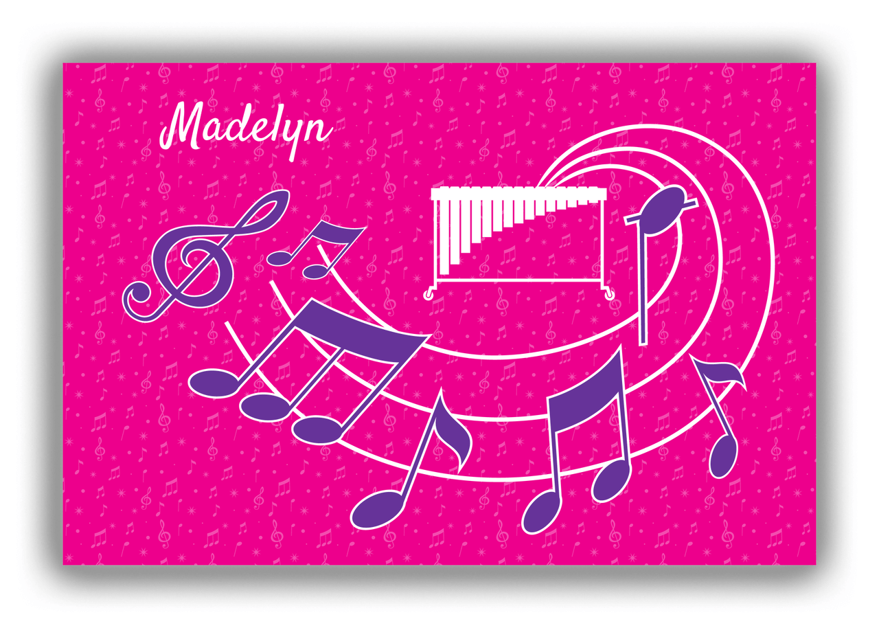 Personalized School Band Canvas Wrap & Photo Print XXXI - Pink Background - Marimba - Front View