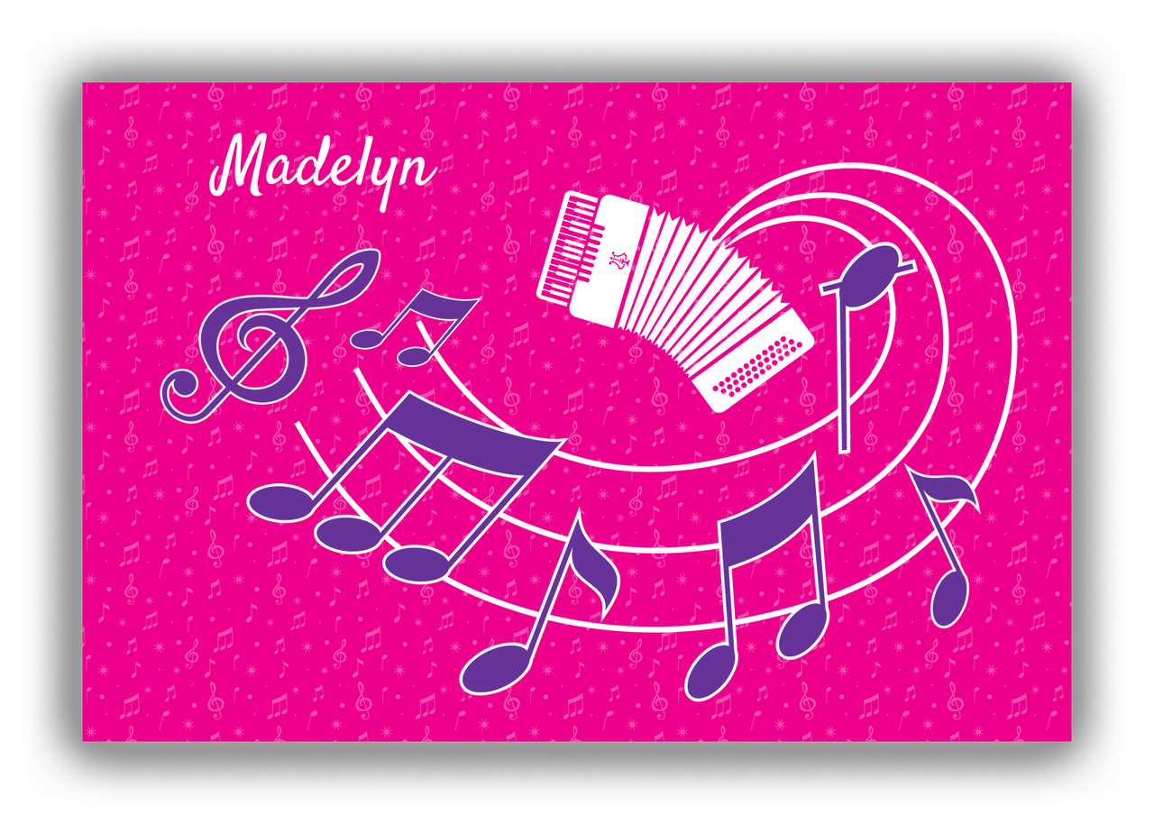 Personalized School Band Canvas Wrap & Photo Print XXXI - Pink Background - Accordion - Front View