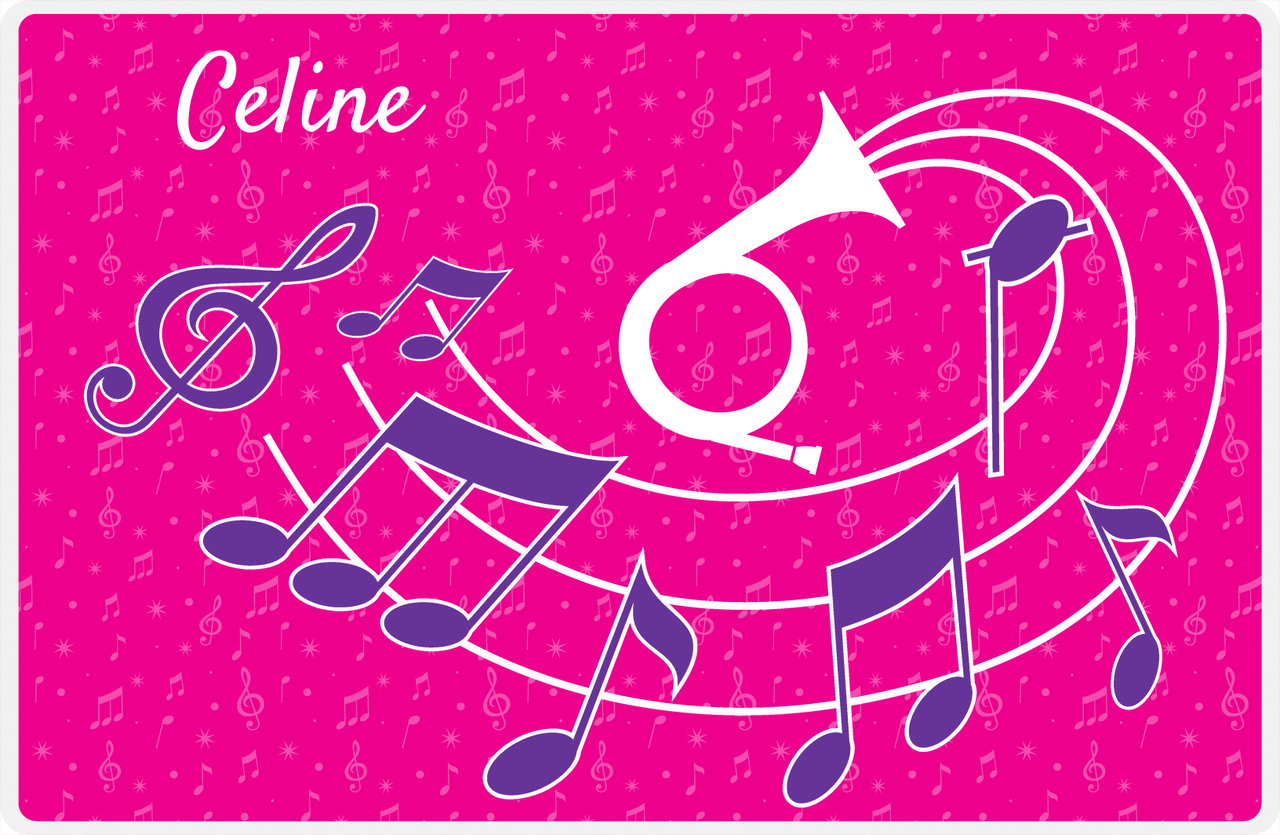 Personalized School Band Placemat XXXI - Pink Background - Natural French Horn -  View