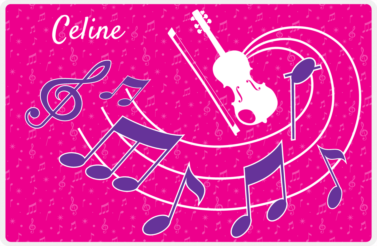 Personalized School Band Placemat XXXI - Pink Background - Violin -  View