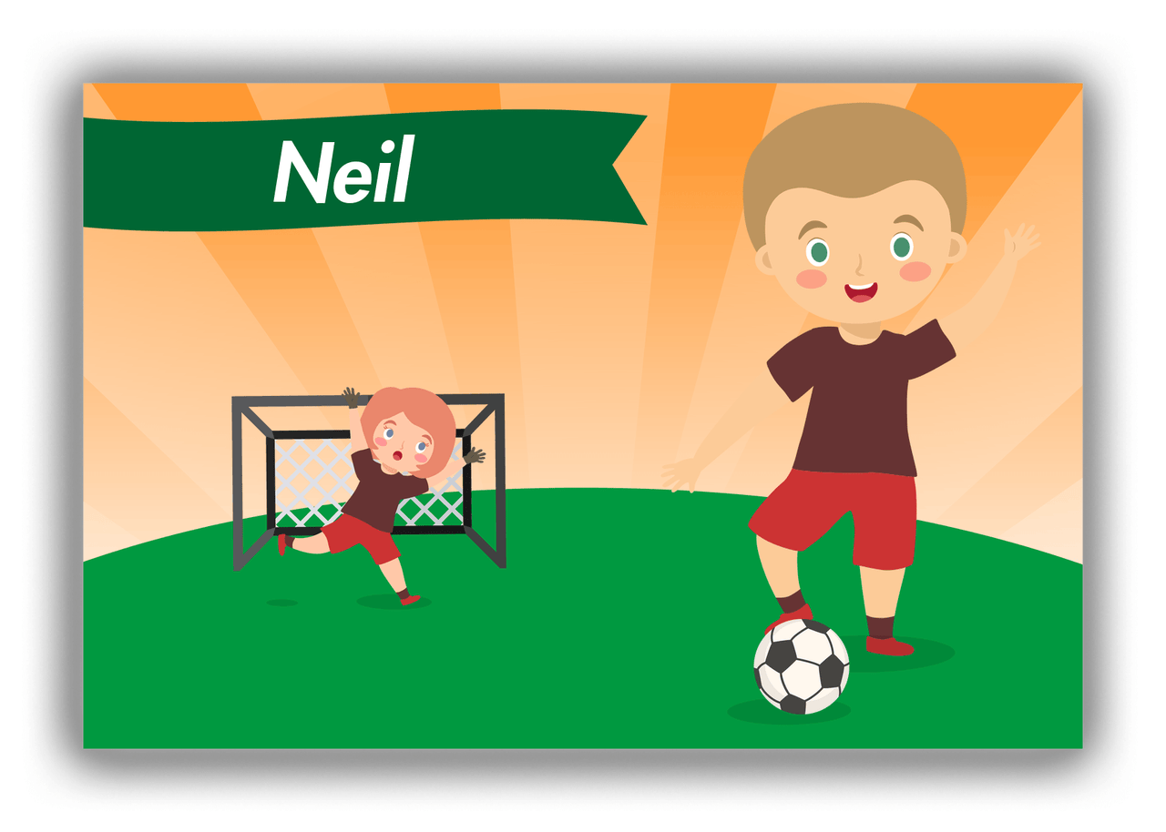 Personalized Soccer Canvas Wrap & Photo Print XXII - Goal Kick - Blond Boy - Front View