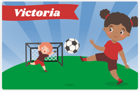 Thumbnail for Personalized Soccer Placemat XXI - Blue Background - Black Girl -  View