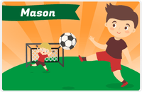 Thumbnail for Personalized Soccer Placemat XXII - Orange Background - Brown Hair Boy II -  View