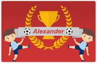 Thumbnail for Personalized Soccer Placemat XXIX - Red Background - Brown Hair Boy -  View