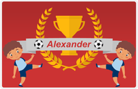 Thumbnail for Personalized Soccer Placemat XXIX - Red Background - Black Boy -  View