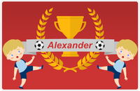 Thumbnail for Personalized Soccer Placemat XXIX - Red Background - Blond Boy -  View