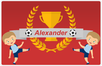 Thumbnail for Personalized Soccer Placemat XXIX - Red Background - Blond Boy II -  View