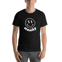 Thumbnail for Personalized Wonky Smiley Face T-Shirt - Black - Shirt View