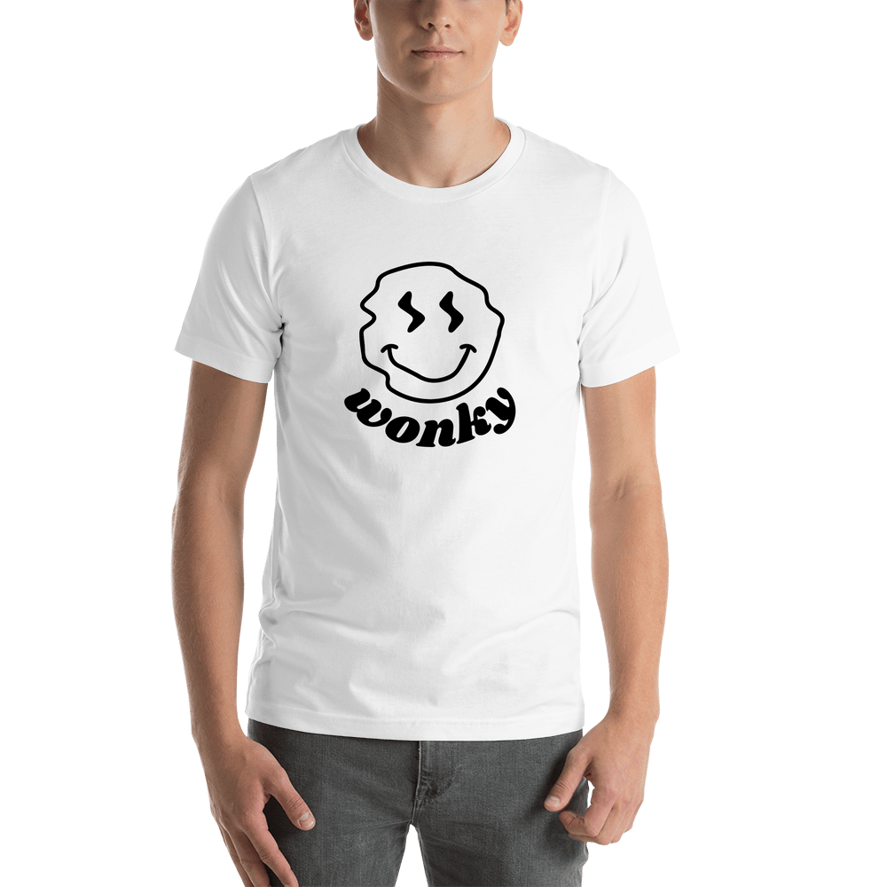 Personalized Wonky Smiley Face T-Shirt - White - Shirt View