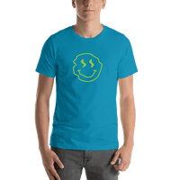 Thumbnail for Personalized Wonky Smiley Face T-Shirt - Teal - Shirt View