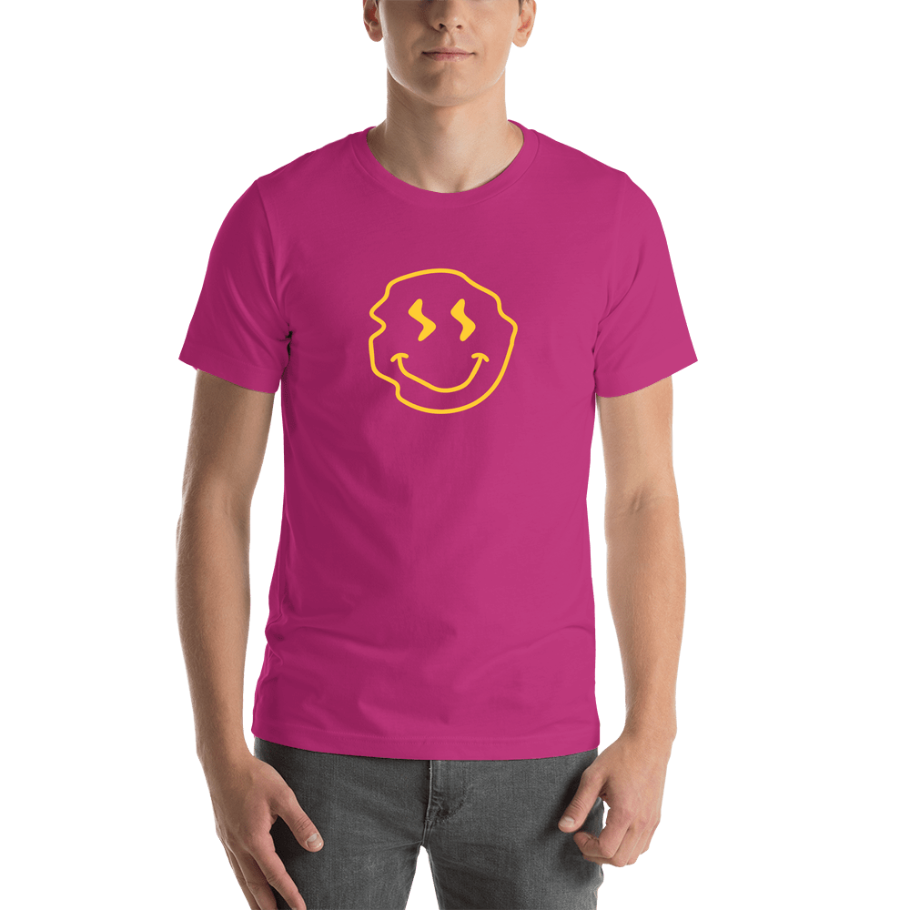 Personalized Wonky Smiley Face T-Shirt - Pink - Shirt View