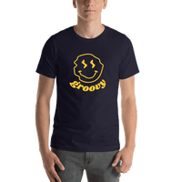 Thumbnail for Personalized Wonky Smiley Face T-Shirt - Navy Blue - Shirt View