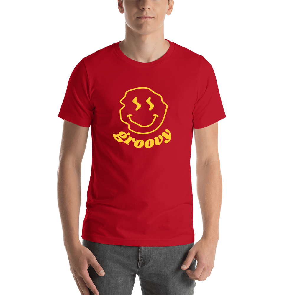 Personalized Wonky Smiley Face T-Shirt - Red - Shirt View