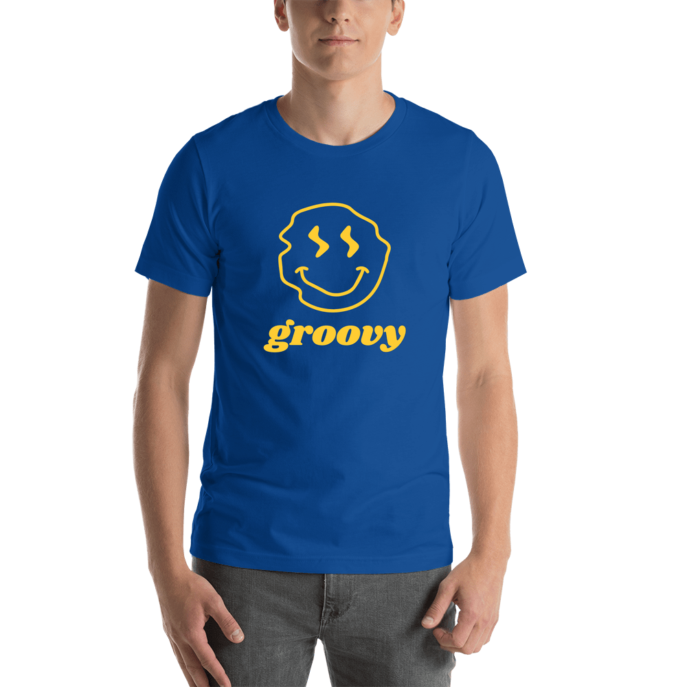 Personalized Wonky Smiley Face T-Shirt - Blue - Shirt View